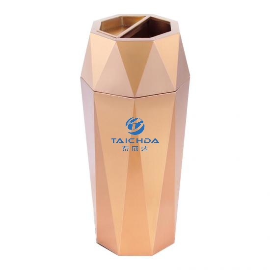 Hexagon rose gold hotel ashtray trash can