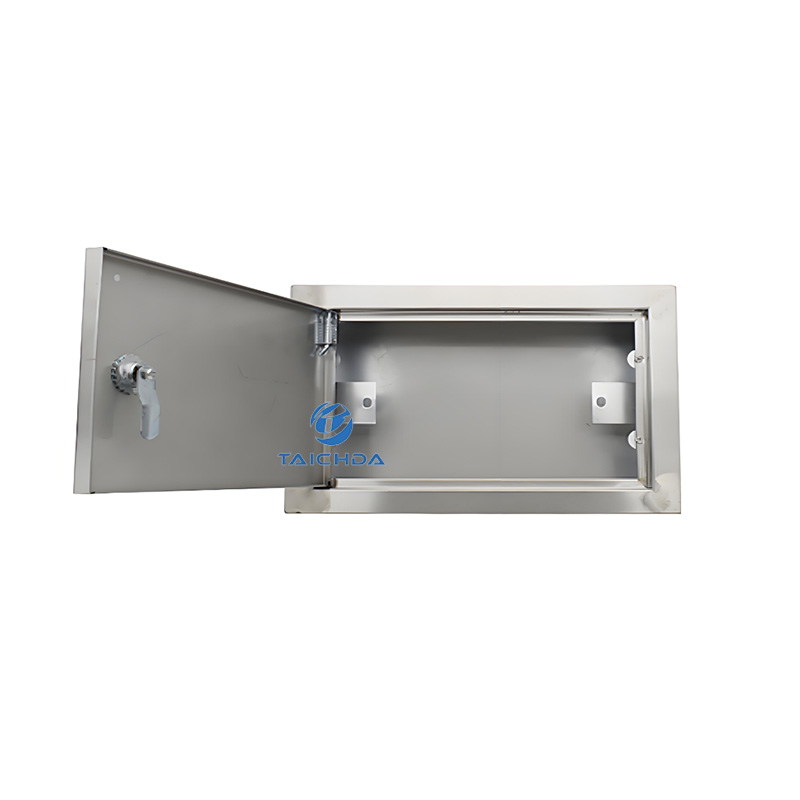 Recessed brushed stainless steel junction boxes